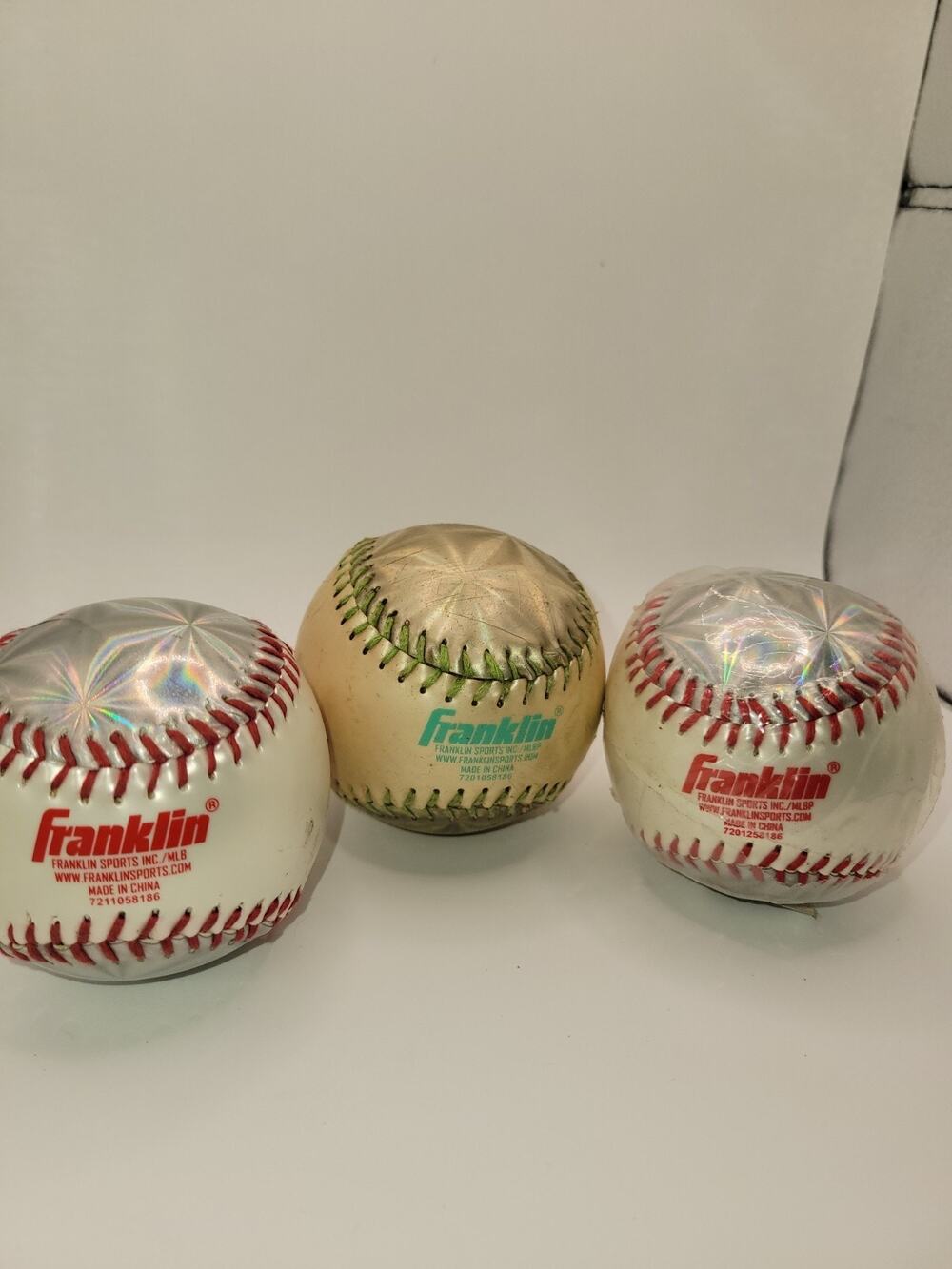 Franklin Chrome Soft Strike Hollow Rubber Core Baseballs lot of 3